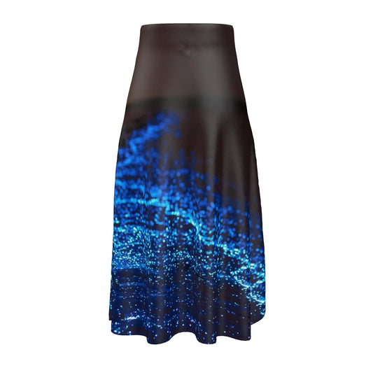 Dream Night Beach, Midi Skirt 100% Silk