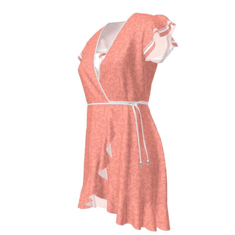 The Palm Whisper Silk Wrap Dress