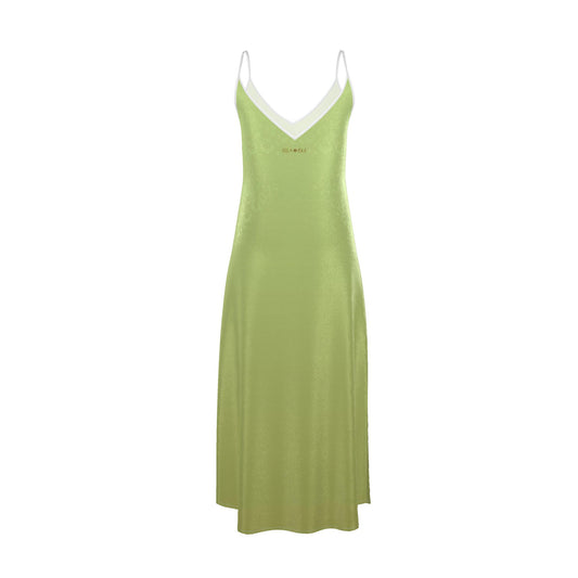 Pistachio Leopard Maxi Slip Dress 100% silk