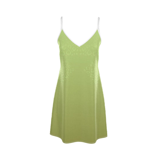 Pistachio Leopard Midi Slip Dress 100% silk