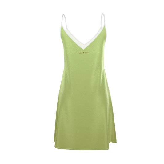 Pistachio Leopard Midi Slip Dress 100% silk