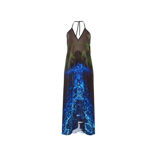 Dream Beach” Silk Halter Dress - 100% Silk
