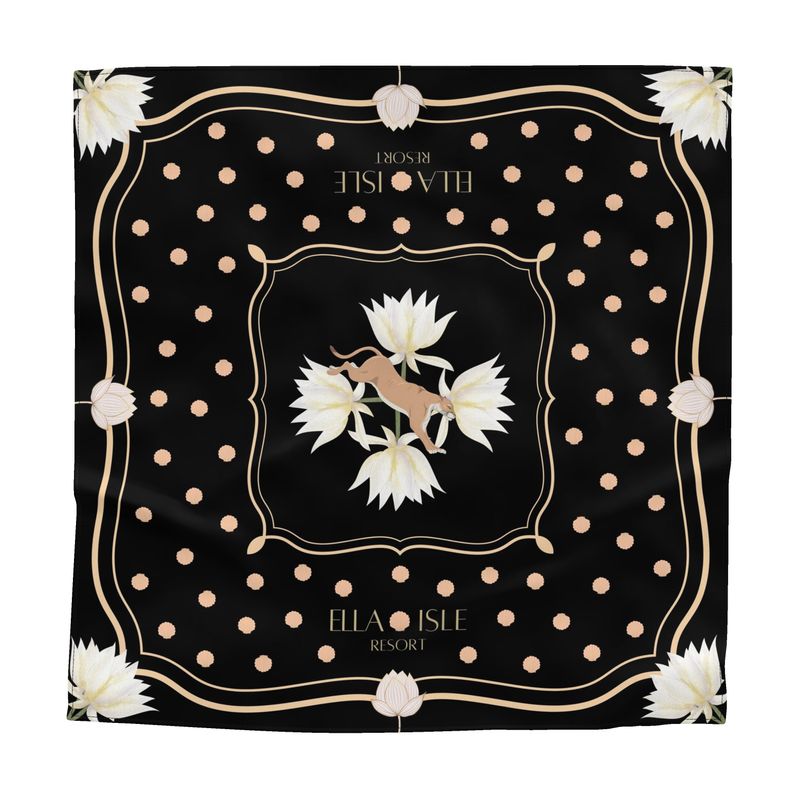 Midnight Lotus Scarf| 100% Silk Scarf – 74x74 cm