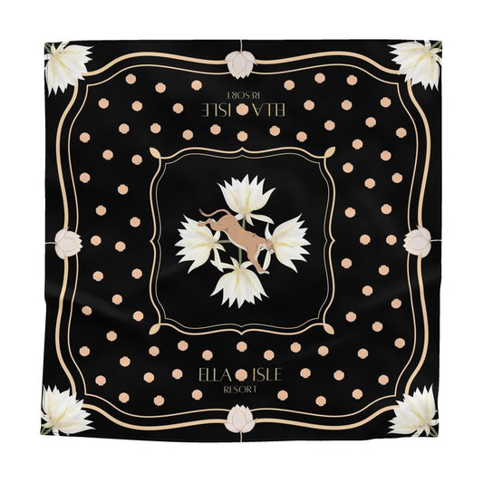 Midnight Lotus Scarf| 100% Silk Scarf – 74x74 cm