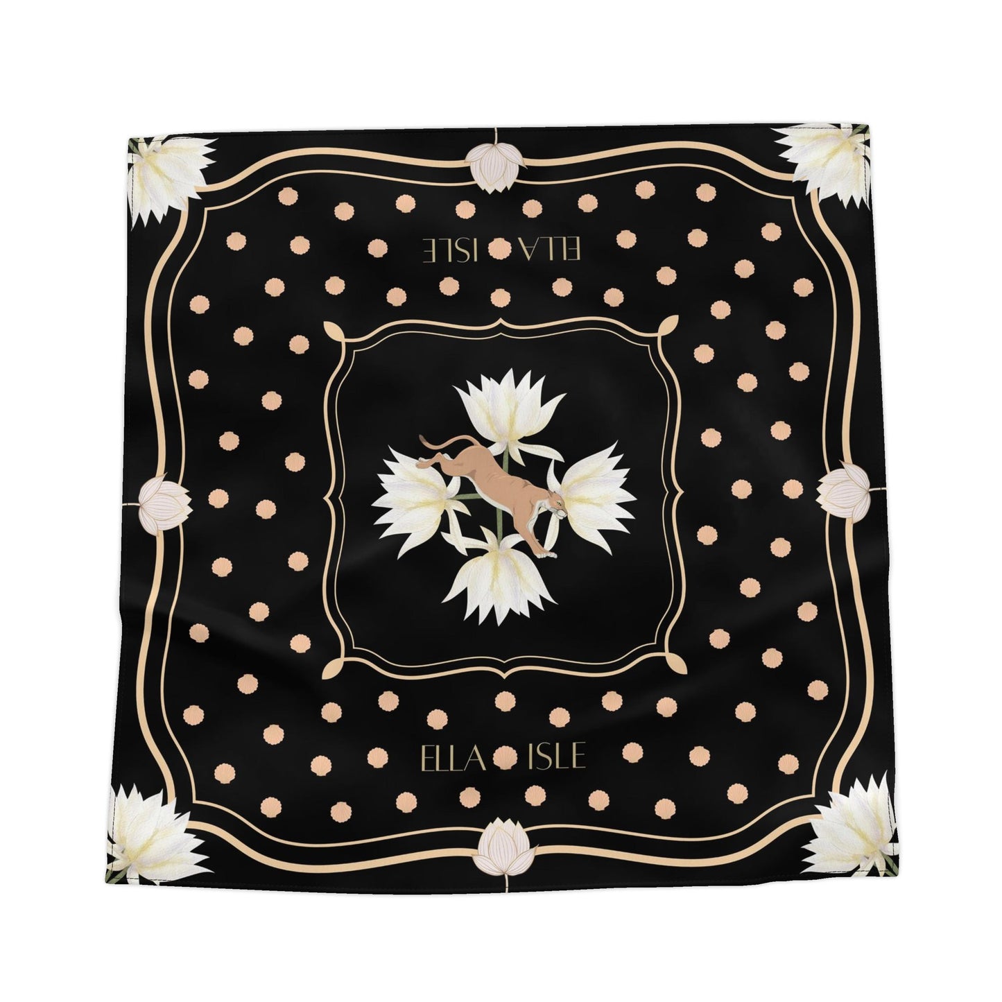 Midnight Lotus Silk Bandana 74 cm
