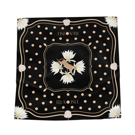 Midnight Lotus Silk Bandana 74 cm