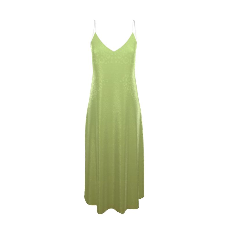 Pistachio Leopard Maxi Slip Dress 100% silk