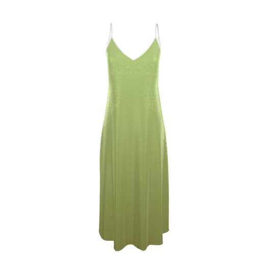 Pistachio Leopard Maxi Slip Dress 100% silk