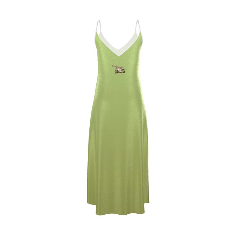 Pistachio Leopard Maxi Slip Dress 100% silk