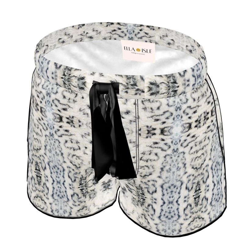 Silk Pyjama Shorts - White Leopard Mist
