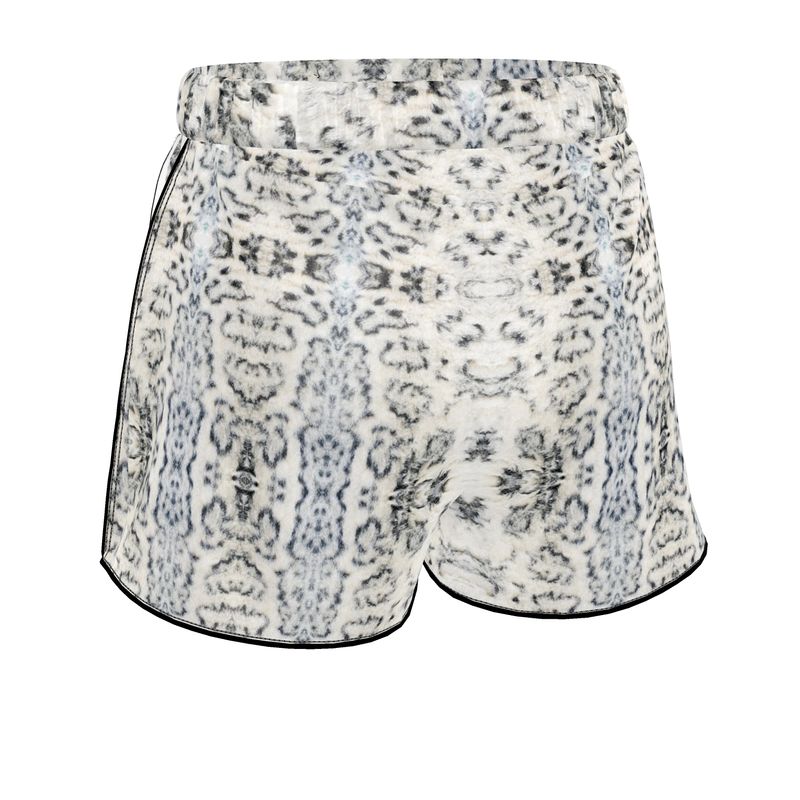 Silk Pyjama Shorts - White Leopard Mist
