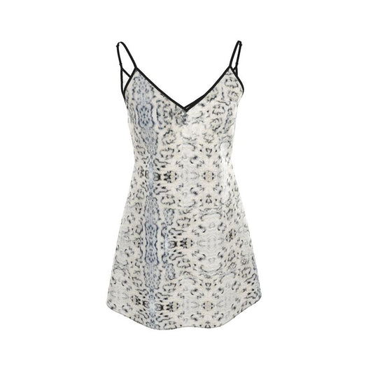 Mini Silk Slip Dress – White Leopard Mist