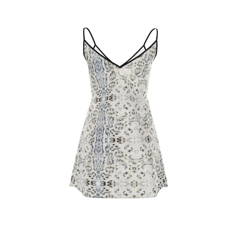 Mini Silk Slip Dress – White Leopard Mist