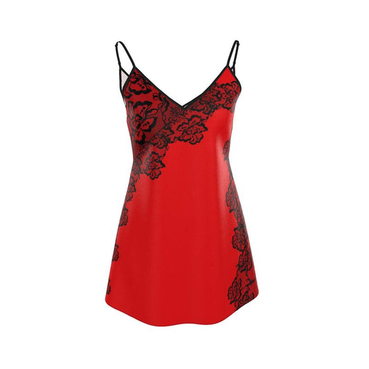 L’Amour Rouge Mini Silk Slip Dress