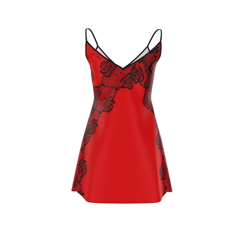 L’Amour Rouge Mini Silk Slip Dress