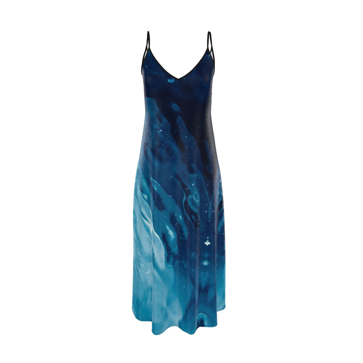 Midnight Tide Maxi Slip Dress 100% silk