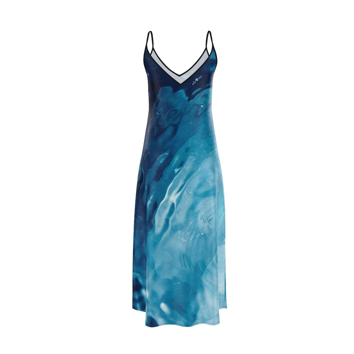 Midnight Tide Maxi Slip Dress 100% silk